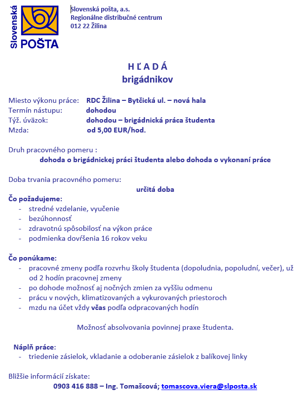 Ponuka prace sp